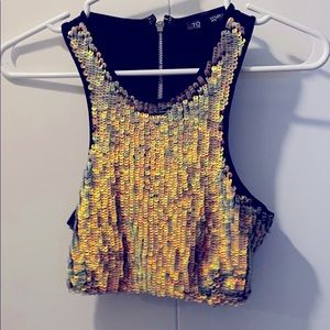 Topshop crop sequin top